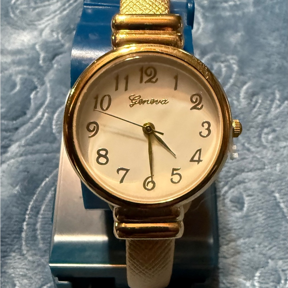 Geneva Gold and White Women's Watch